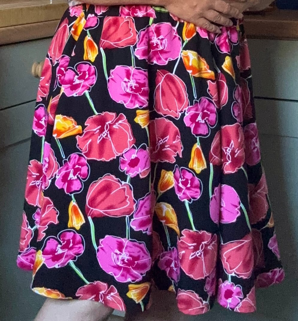 Customer photo review of Flower Drawings on Black Viscose Challis Fabric