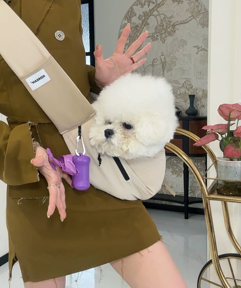 Customer photo review of Ergonomic Portable Hands-Free Pet Sling Carrier