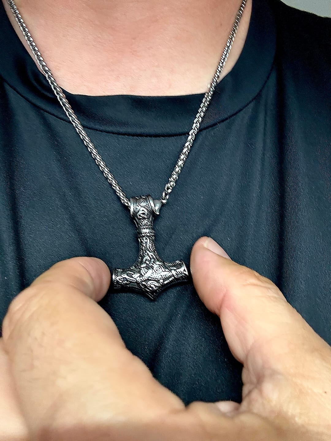Customer photo review of Mjölnir Necklace