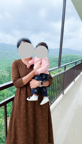 Customer photo review of Brown with White Butis Handloom Feeding Maxi