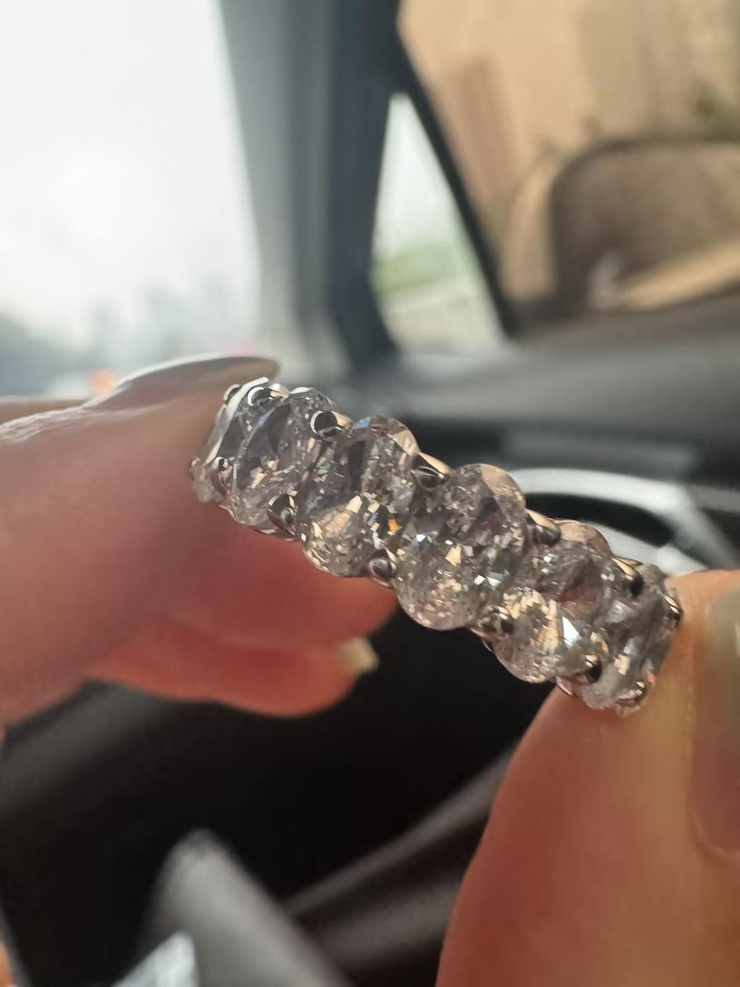 Customer photo review of S925 8.5Ct Eternity Oval Cut Wedding Band For Women In Sterling Silver