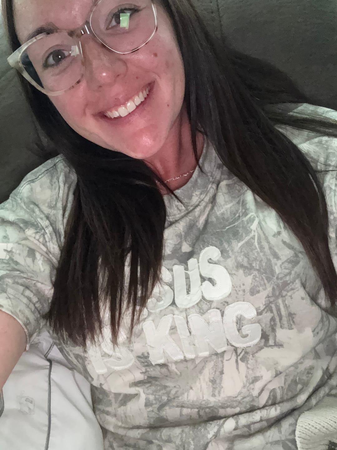 Customer photo review of Jesus Is King Camo Tee