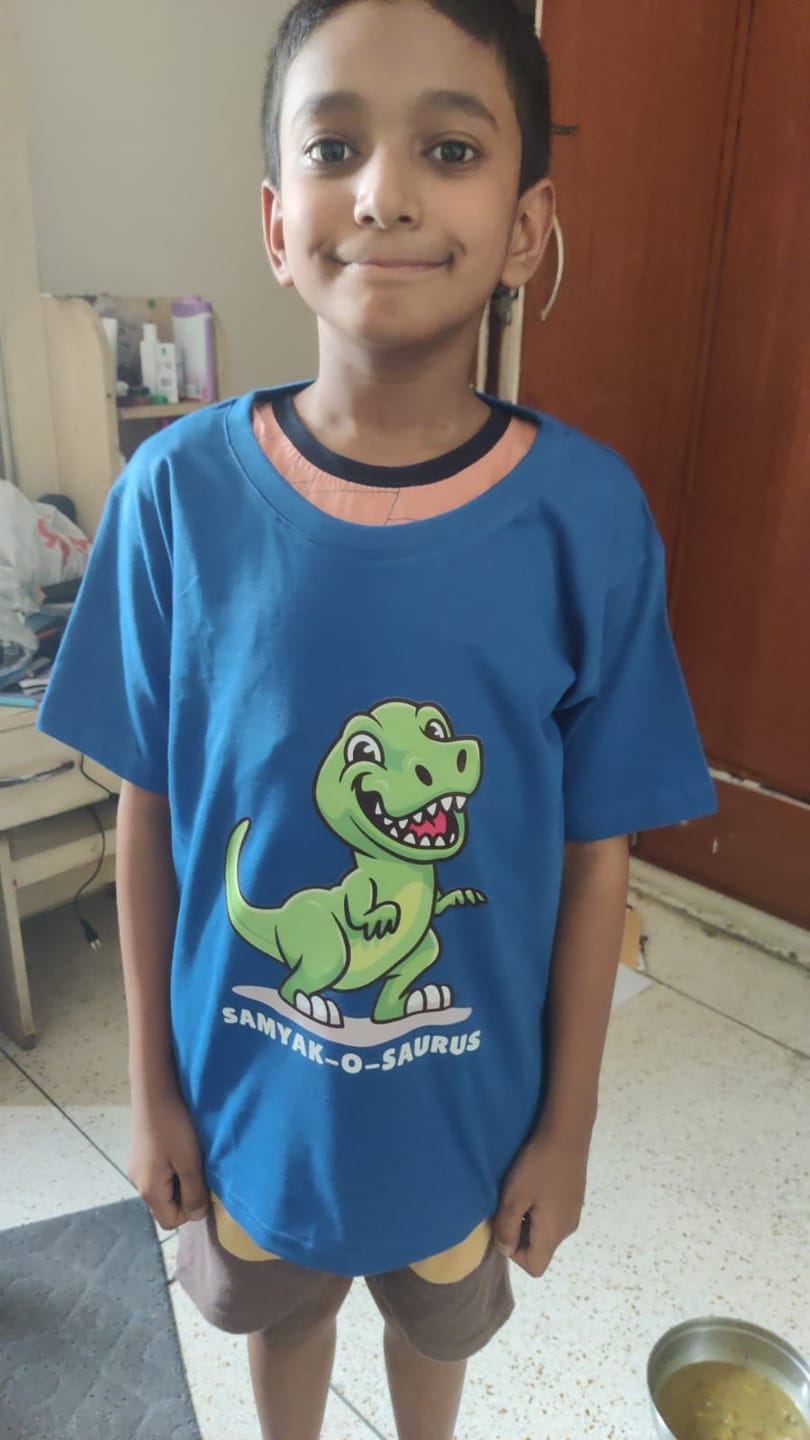 Customer photo review of Dino-O-Saurus Custom Kids Tee