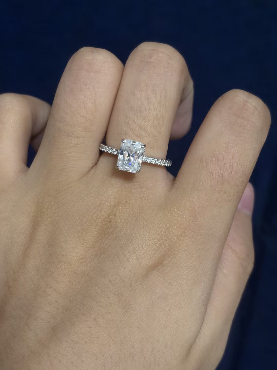 Customer photo review of S925 2.0Ct~7.0Ct Elegant Radiant Cut Engagement Ring In Sterling Silver Everyday Wearable Ring For Women