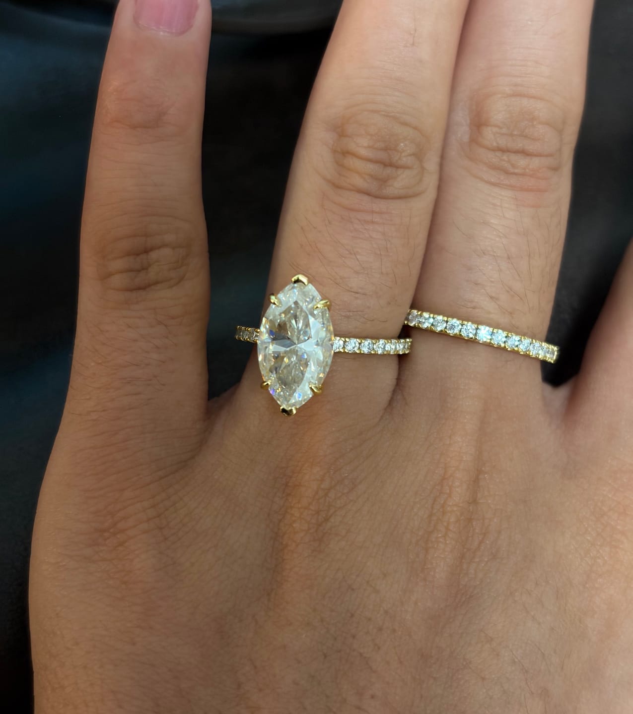 Customer photo review of S925 4.0Ct Marquise Cut Wedding Ring Set Travel Ring With Classic Wedding Band For Women