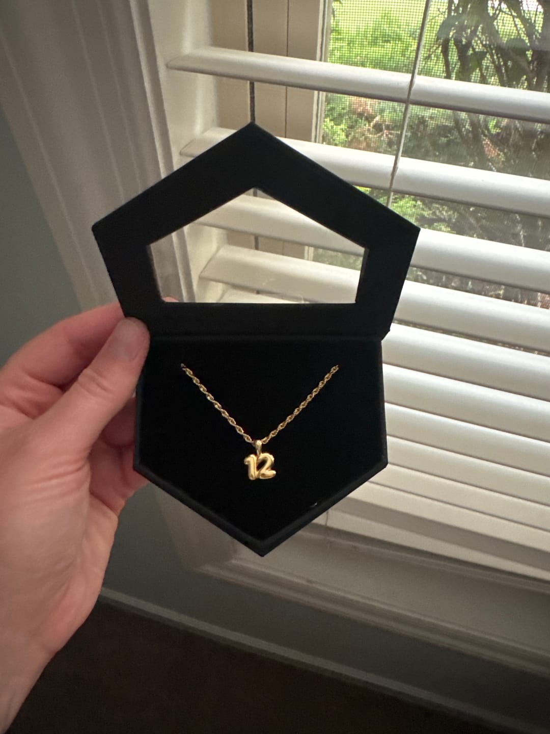 Customer photo review of Bubble Number Necklace