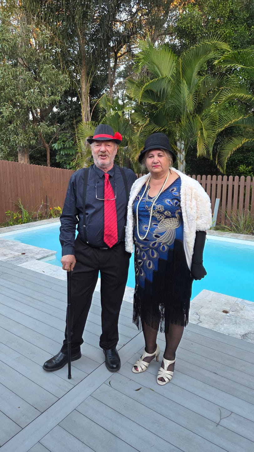 Customer photo review of Plus Size Black & Gold Beaded Stella Flapper Dress