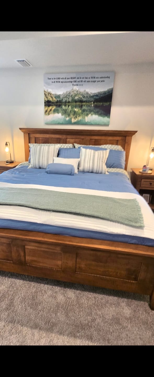 Customer photo review of Proverbs 3:5-6 Trust In The Lord With All Your Heart, Mountain Lake, Christian Wall Art Canvas