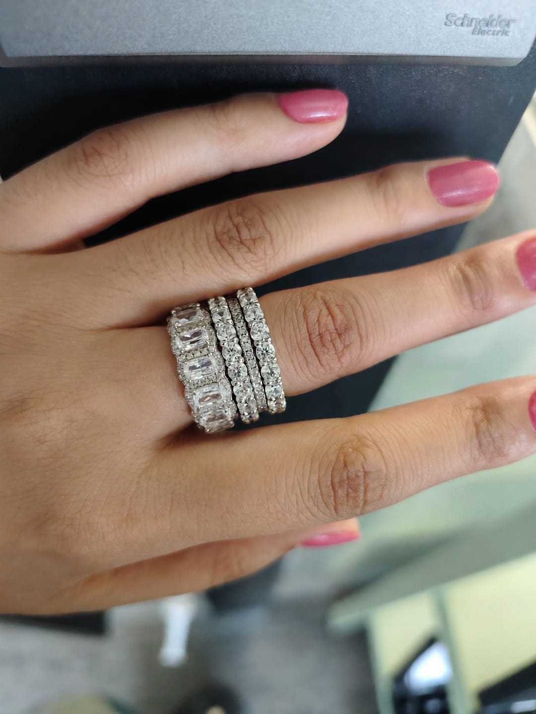 Customer photo review of S925 1.0Ct Cushion Cut 4PC Wedding Band Set Stackable Rings For Everyday Wear
