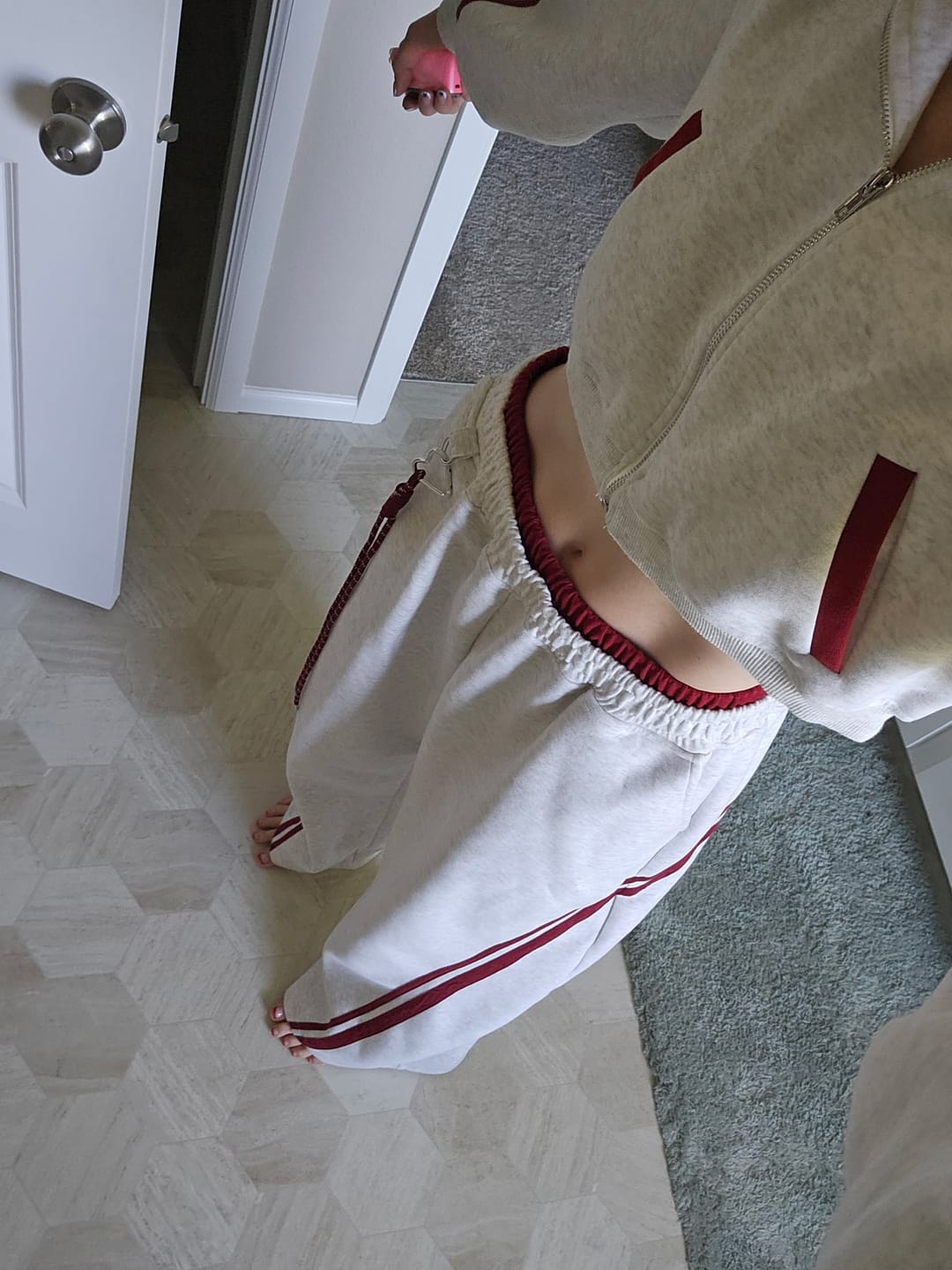 Customer photo review of Aelfric Eden Cropped Contrast Stripe Zip Up Hoodie