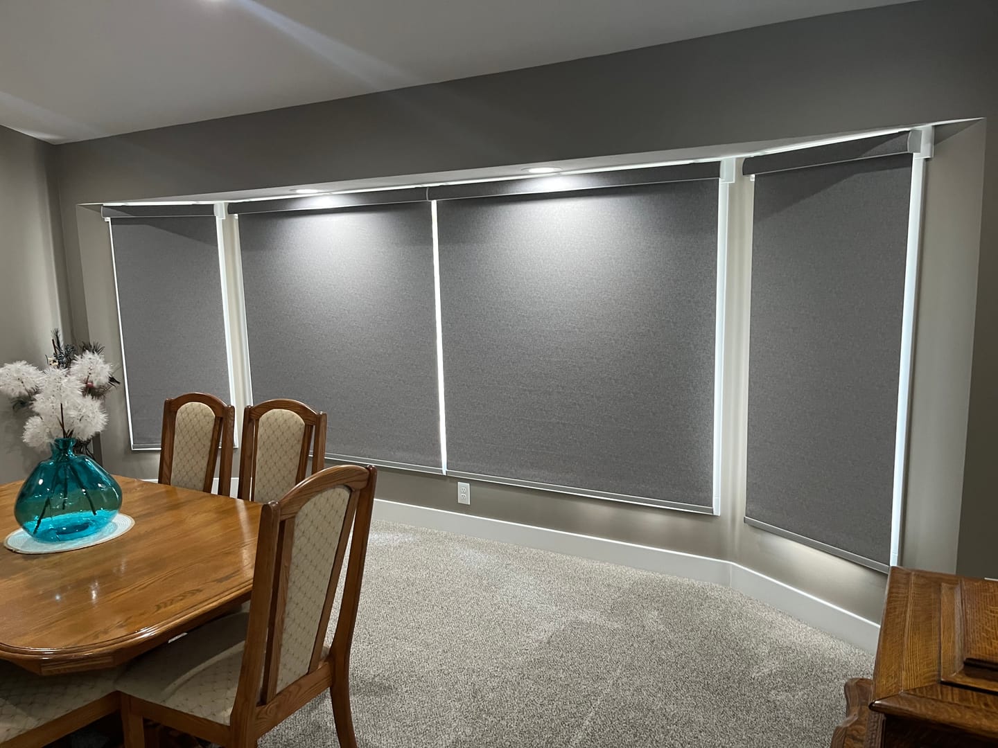 Customer photo review of SmartWings Motorized Roller Shades 100% Blackout Safari