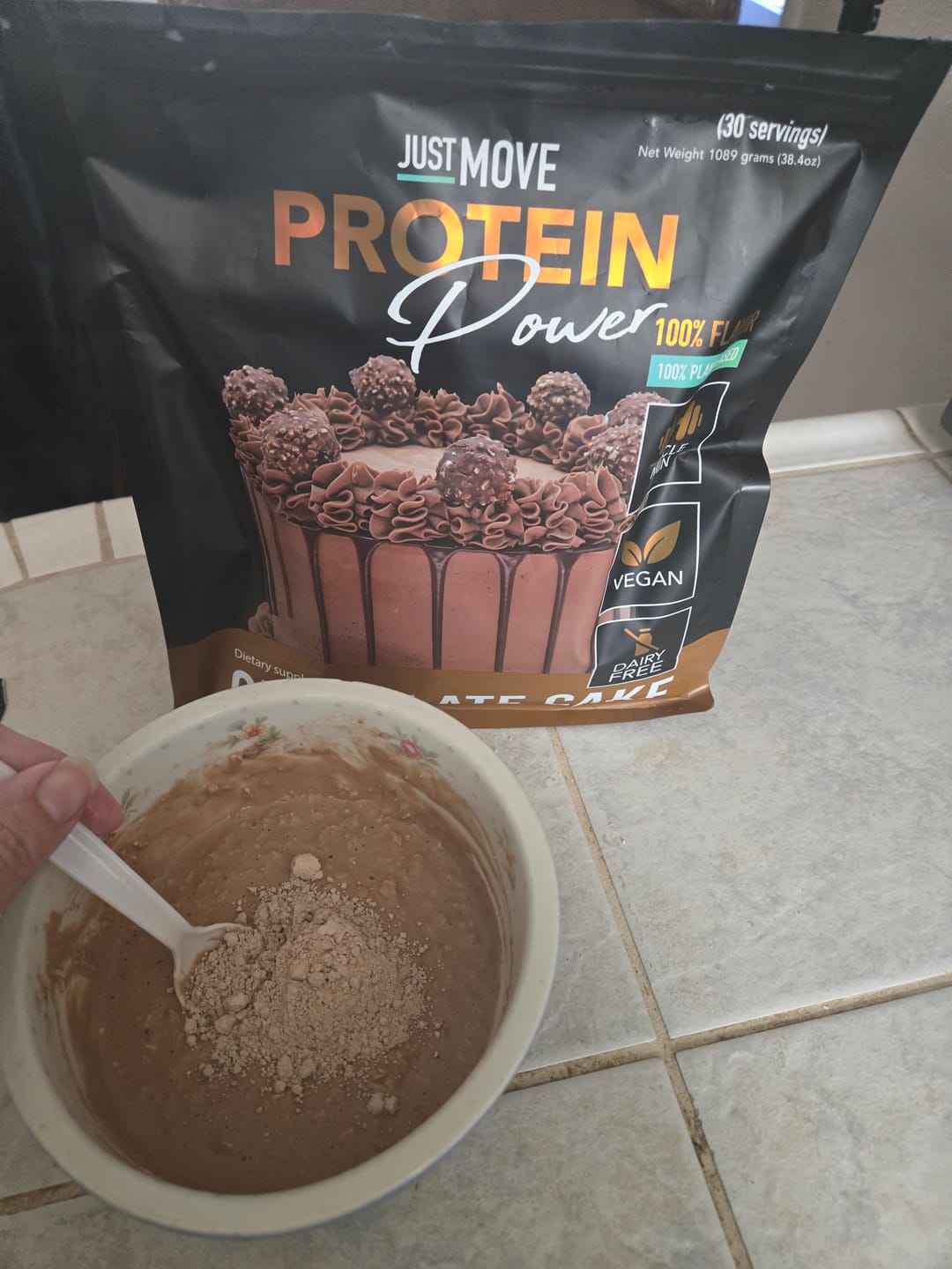 Customer photo review of Chocolate Cake Protein