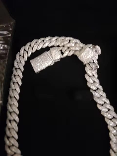 Customer photo review of 12mm Mosaic-Set Diamond Cuban Link Chain 14K Gold