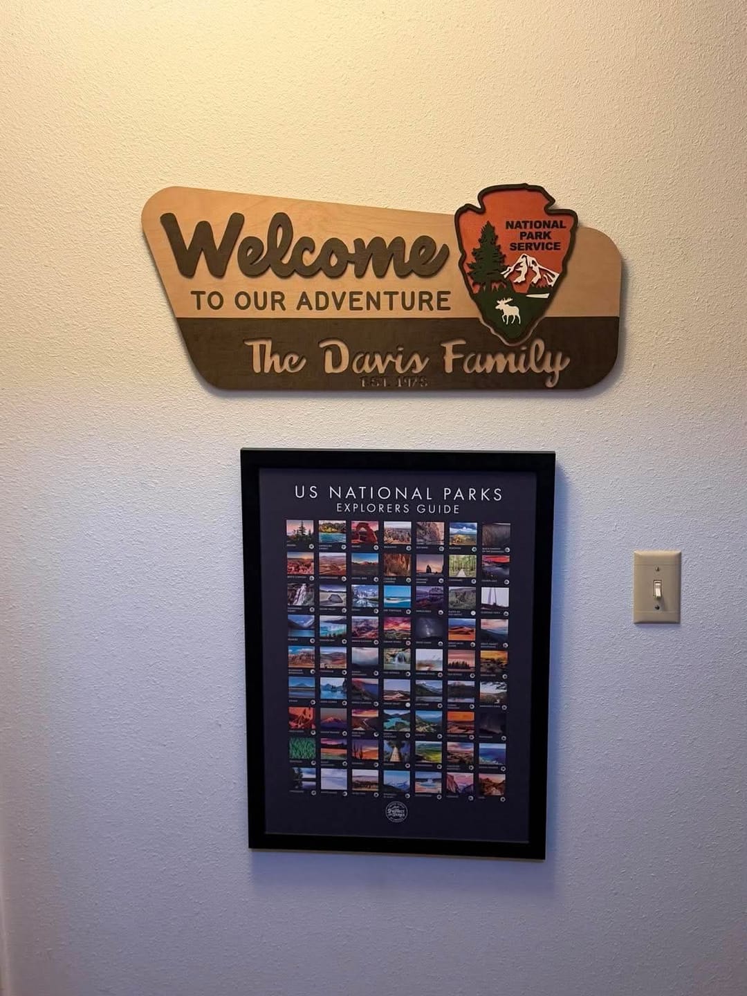 Customer photo review of 3D National Park Service Family Name Welcome Sign (Moose Design)