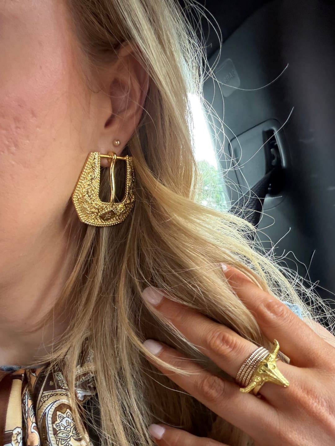 Customer photo review of Buckle Betty Earrings