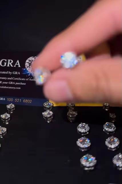 Customer photo review of Screw Back S925 4MM to 10MM Halo Moissanite Diamond Style Earrings With VVS Moissanite