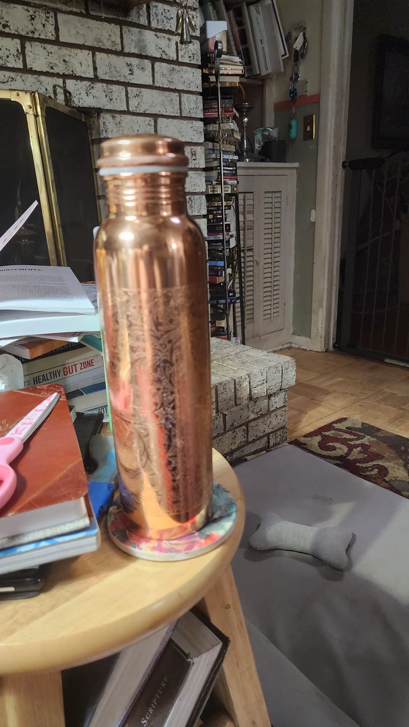 Customer photo review of Special Edition Mandala Engraved Copper Water Bottle | Spiritual Wellness & Meditation Design [ Preorder ]