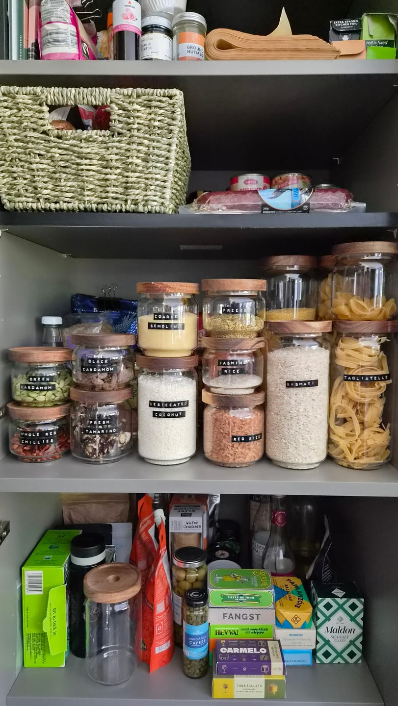 Customer photo review of Glass Acacia Pantry Jars