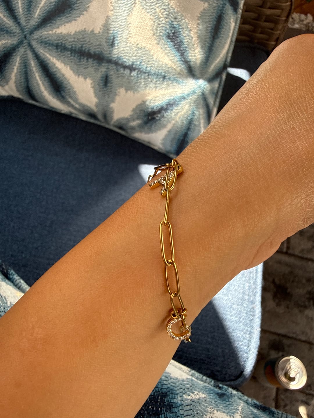 Customer photo review of Iced Letters Bracelet w/ Paperclip Chain