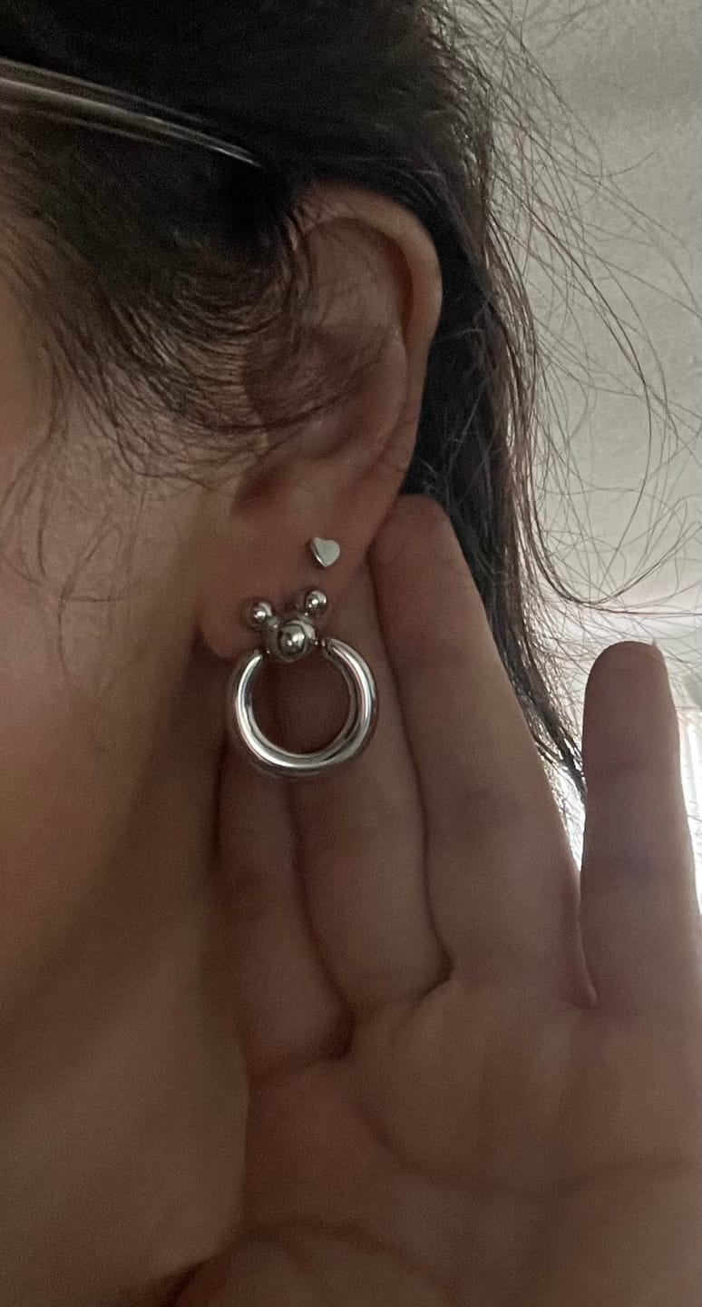 Customer photo review of Leader of the Club Earrings