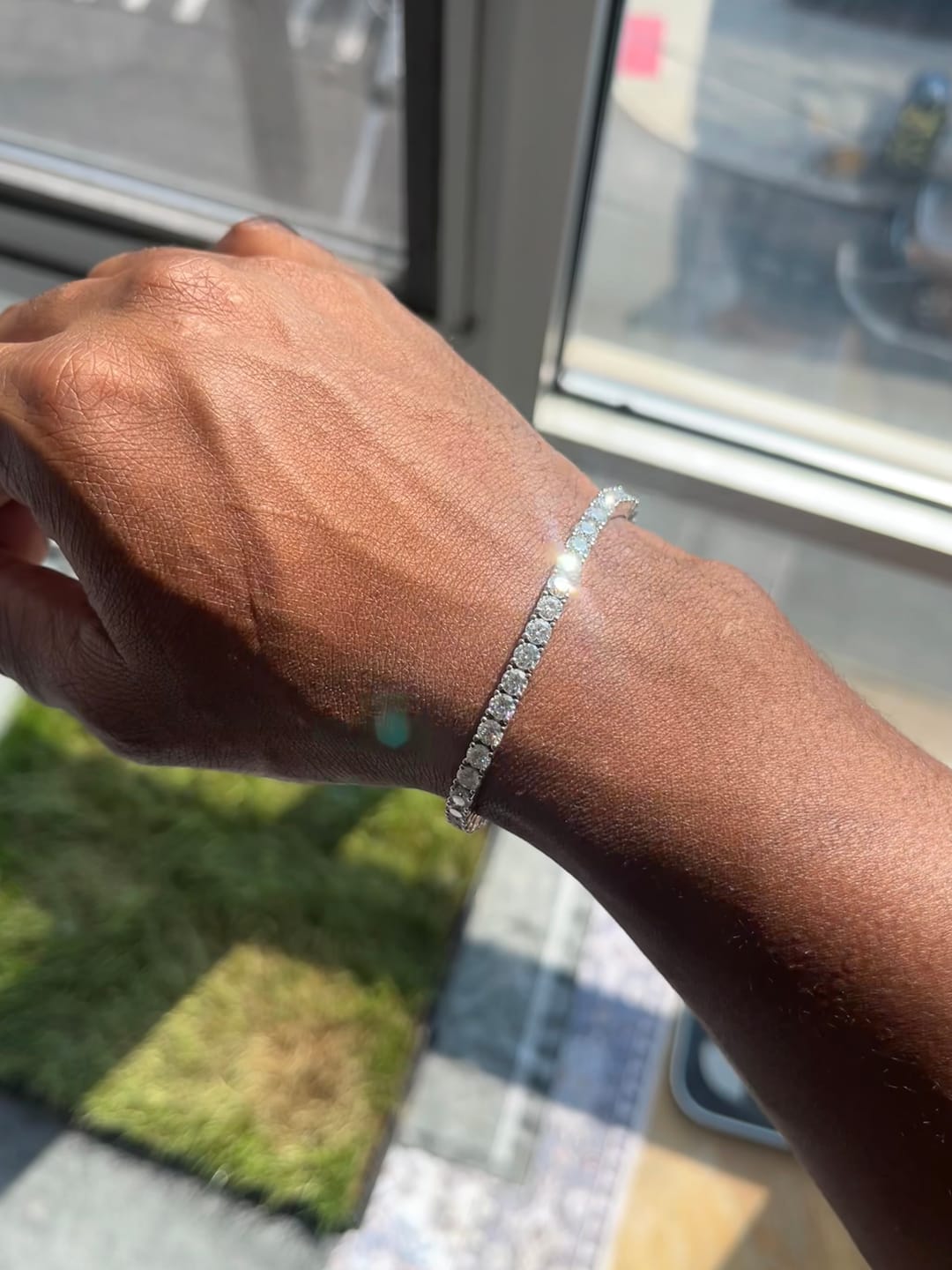 Customer photo review of 2MM-5MM VVS Moissanite Tennis Bracelet 925 Silver