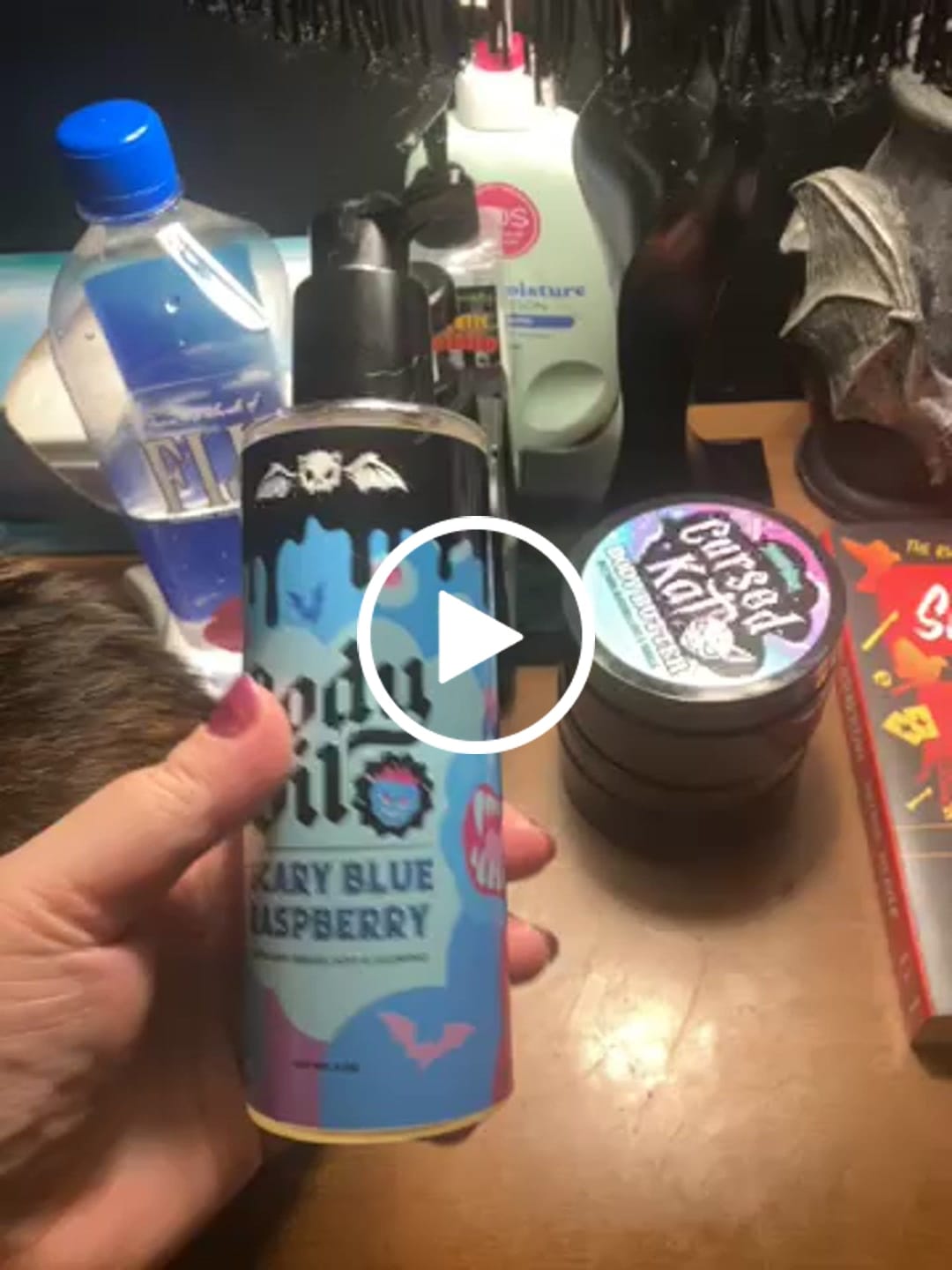 Customer video review of Scary Blue Raspberry Body Oil