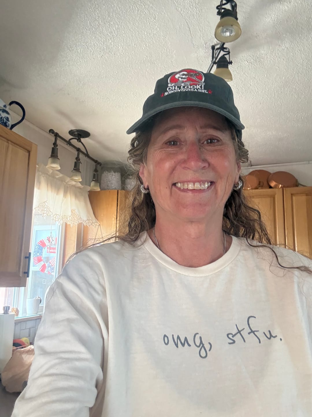 Customer photo review of omg, stfu. T-Shirt