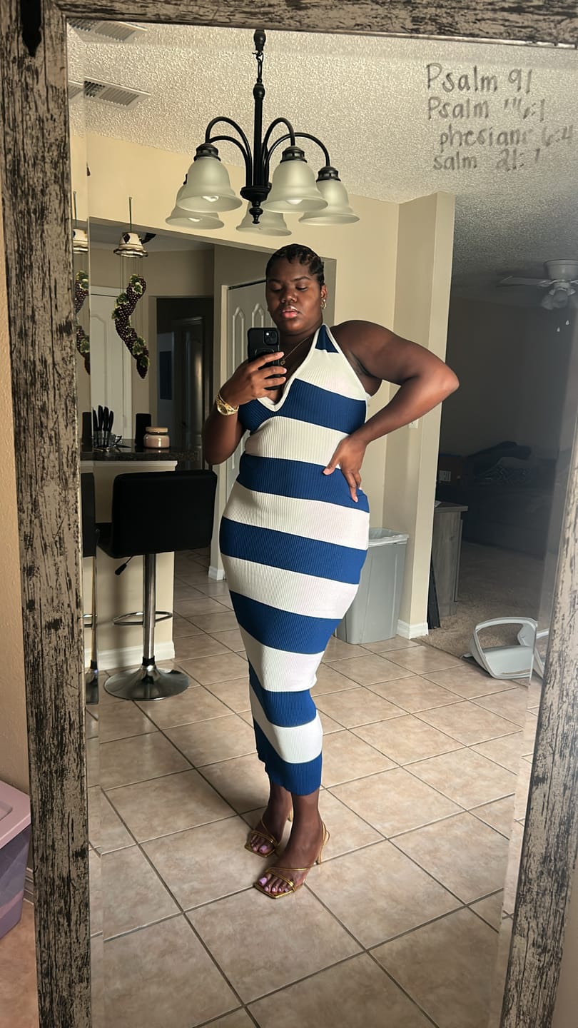 Customer photo review of New Era Ribbed Knit Color Block Maxi Dress