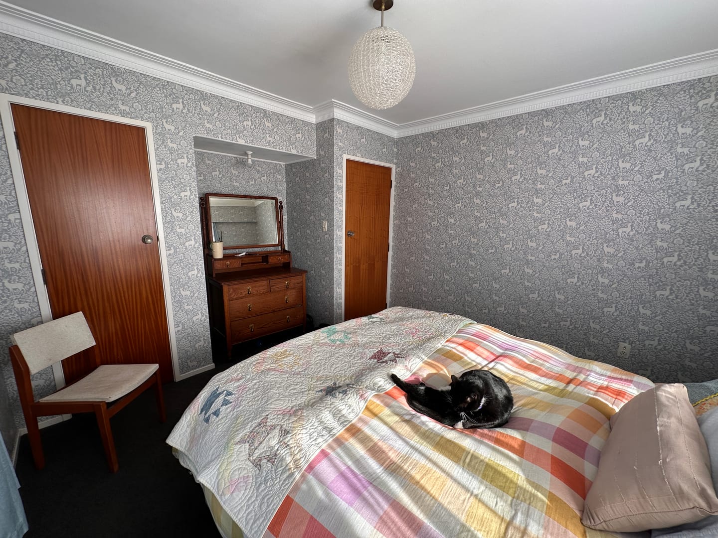 Customer photo review of Deer Woods Wallpaper – Blue