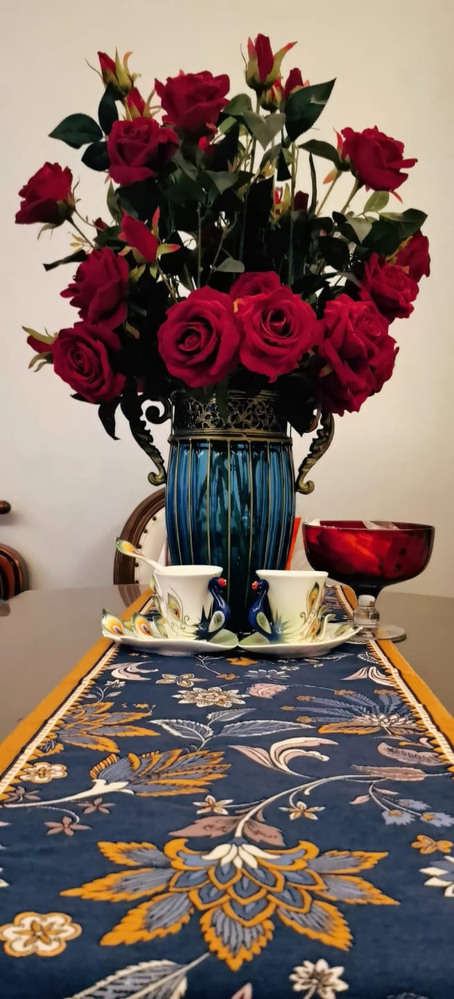 Customer photo review of Vintage Fishing Collage Table Runner