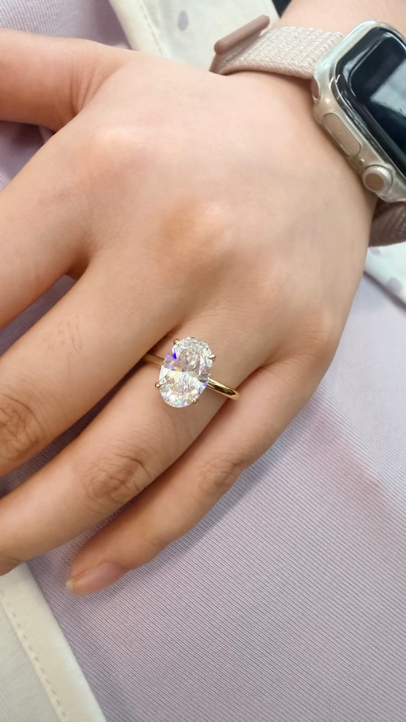 Customer photo review of S925 3.5 Carat Oval Cut Hidden Halo Engagement Ring In Sterling Silver Daily Wearable Ring