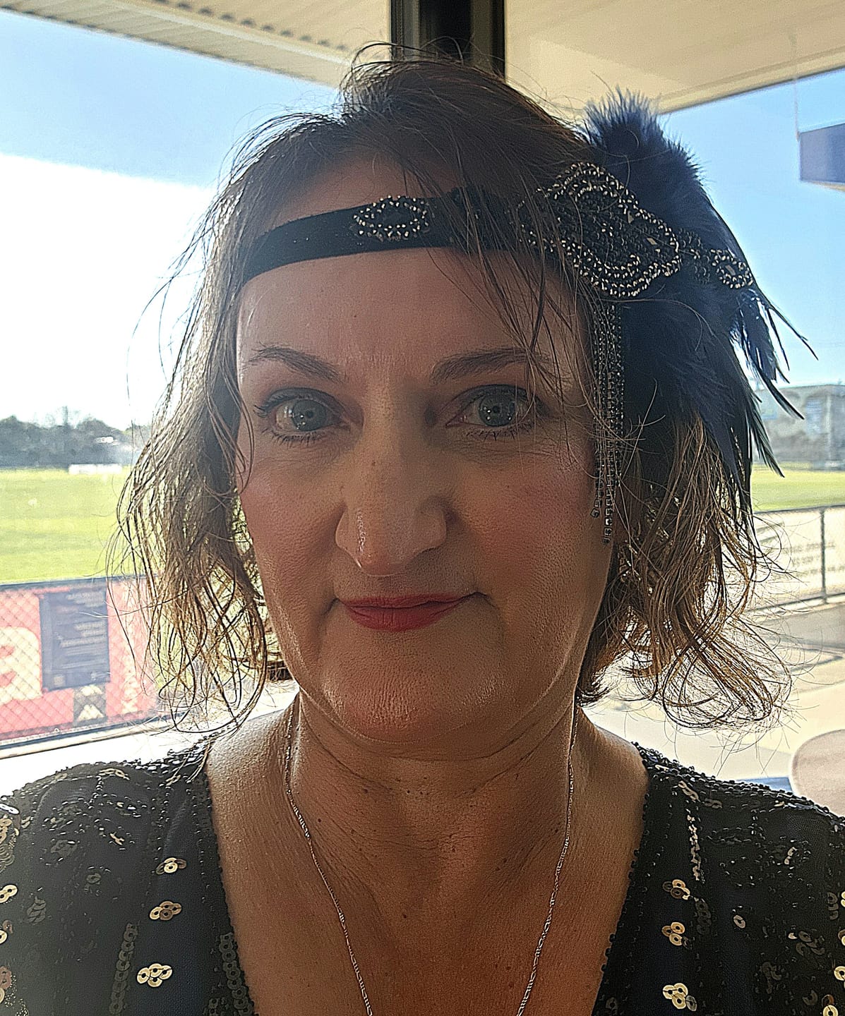 Customer photo review of 1920s Deco & Blue Feather Flapper Headpiece