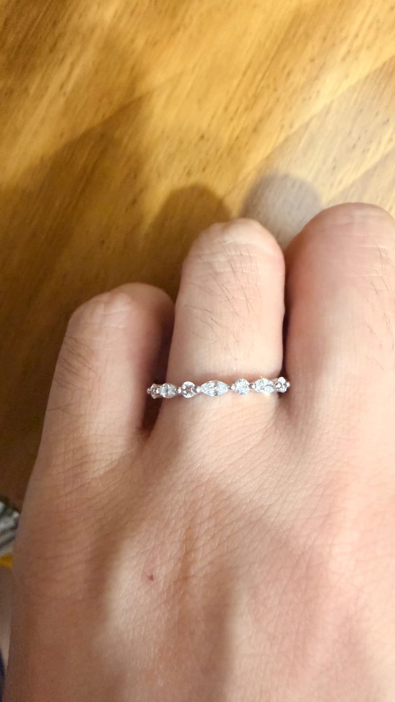 Customer photo review of S925 1.0 Ct Marquise Cut Half Eternity Wedding Band Stackable Ring For Everyday Wear