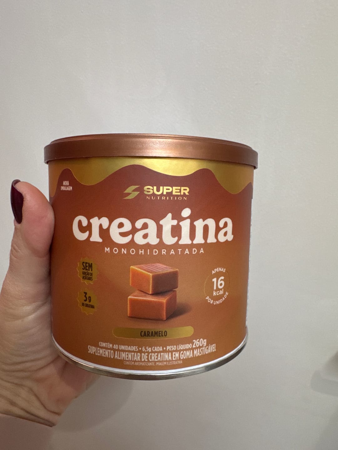 Customer photo review of Kit Core: Caramelo Creatina, Supercafé Choc Suíço e Desinchá