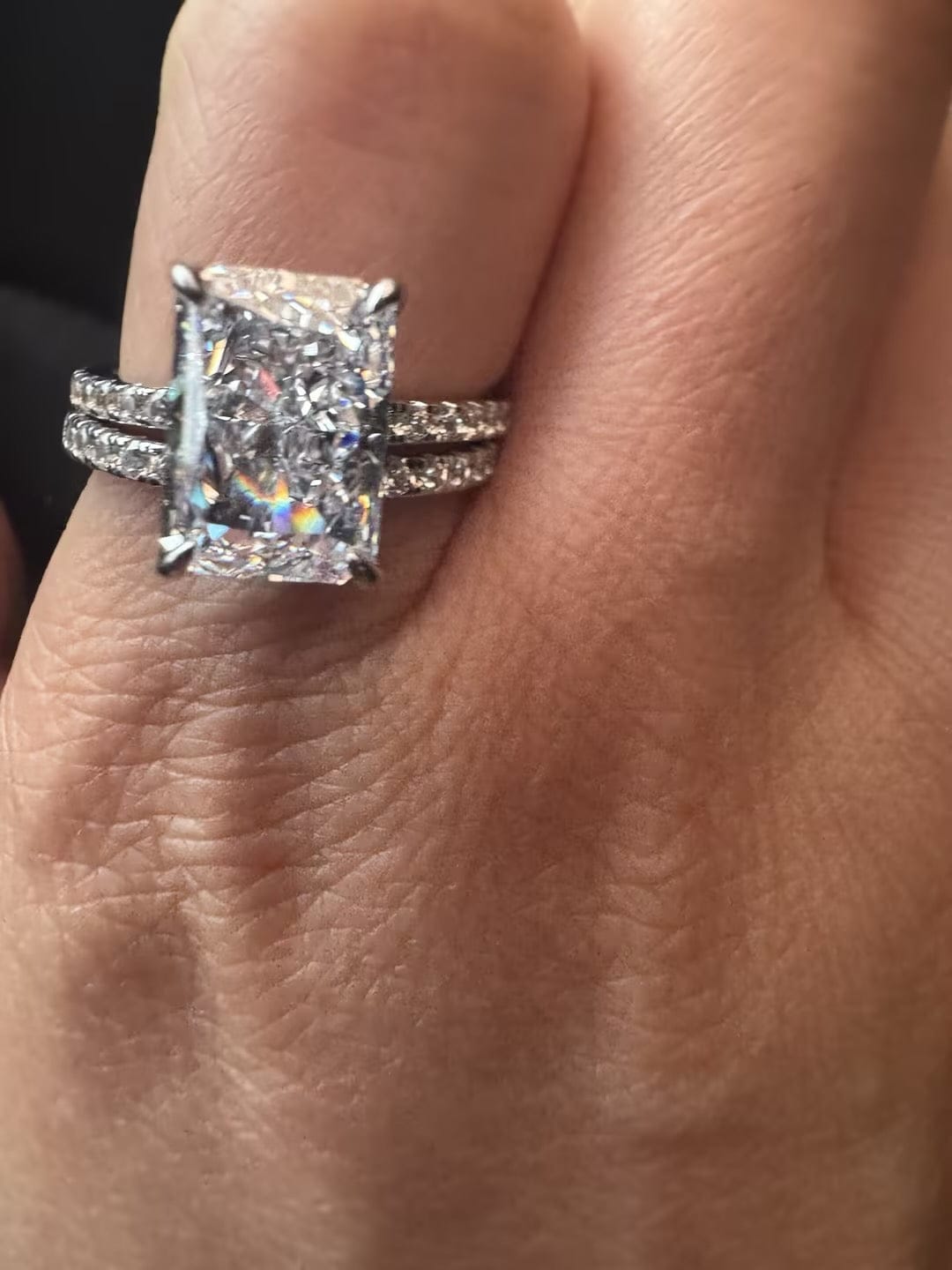 Customer photo review of S925 3.5 Carat Radiant Cut Wedding Ring Set In Sterling Silver Holiday Ring Gift For Women