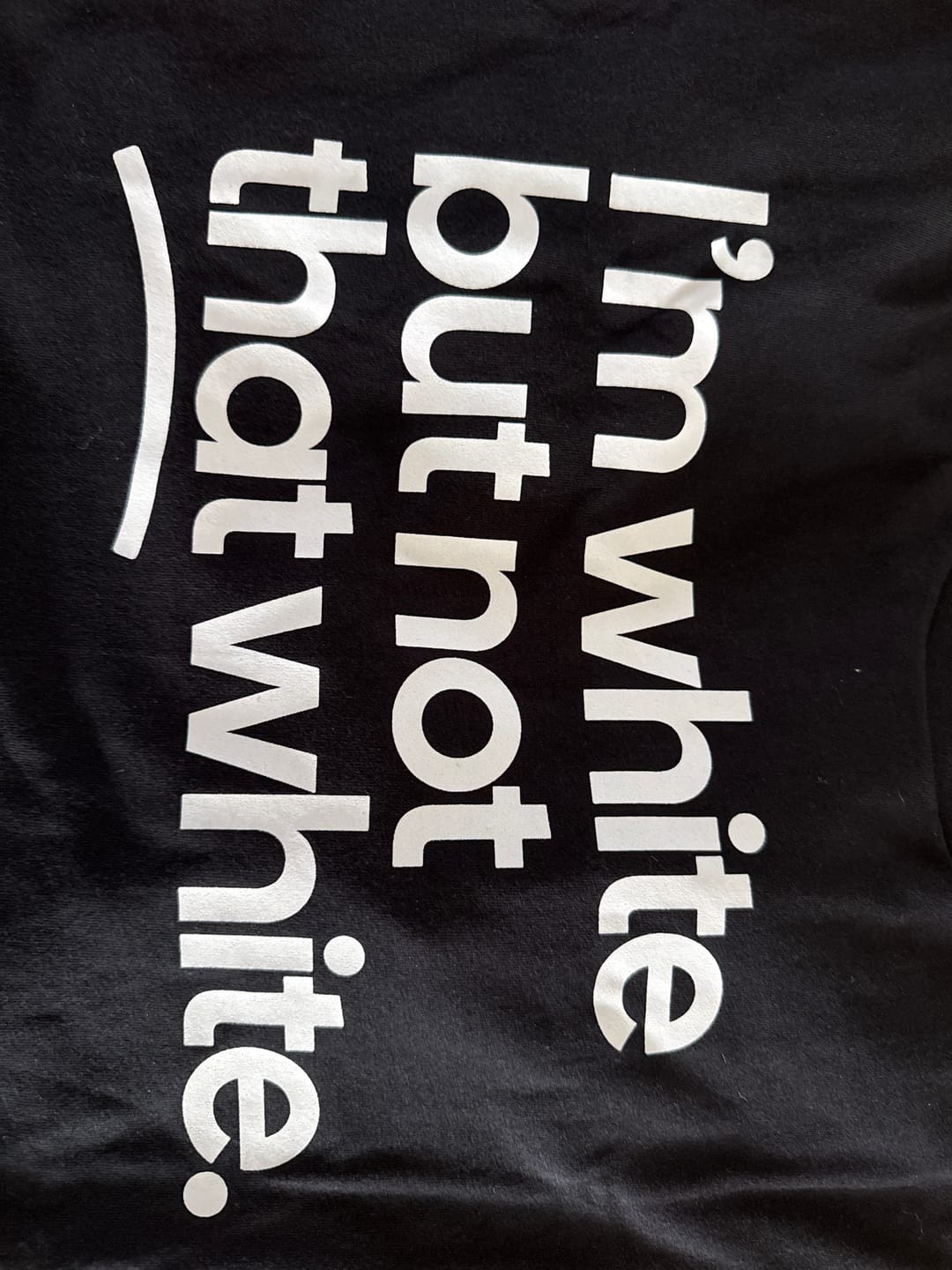 Customer photo review of I’m white but not that white Unisex Tee