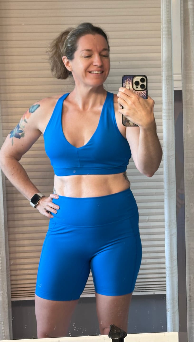 Customer photo review of BOLD Scoop Neck Racerback Sports Bra