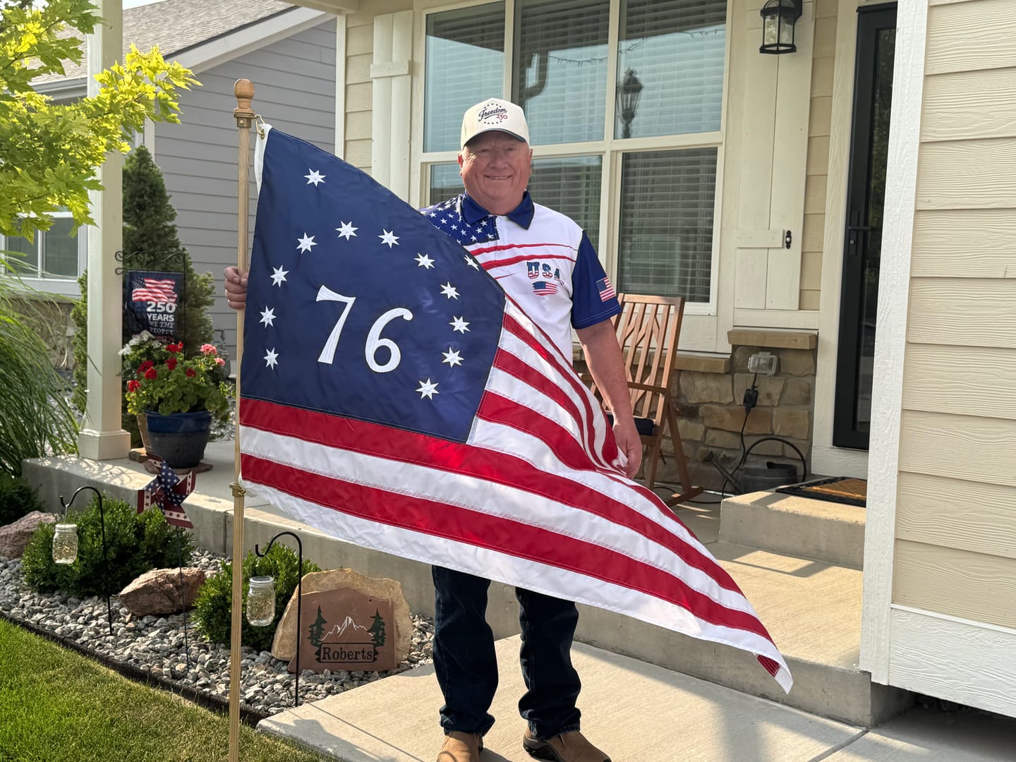 Customer photo review of 3' x 5' Bennington Flag Set