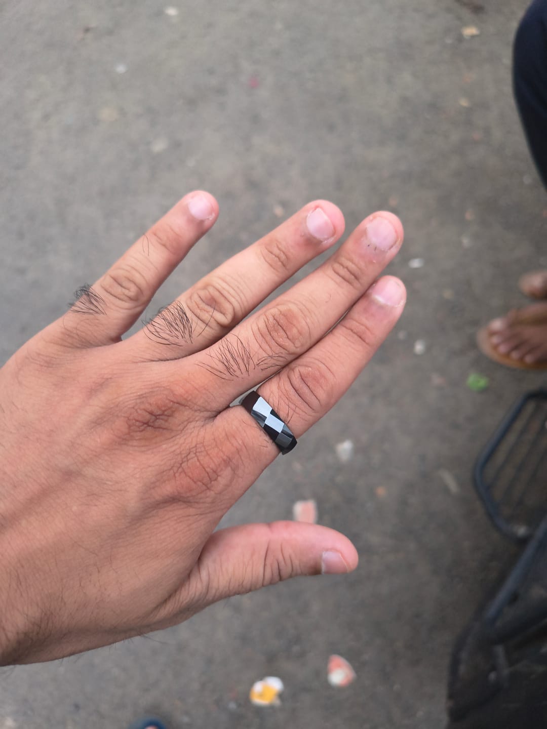 Customer photo review of Slanted Black Band Ring