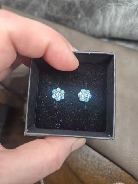Customer photo review of VVS Moissanite Cluster Flower Stud Earrings 8MM-15MM Screw Back Hip Hop