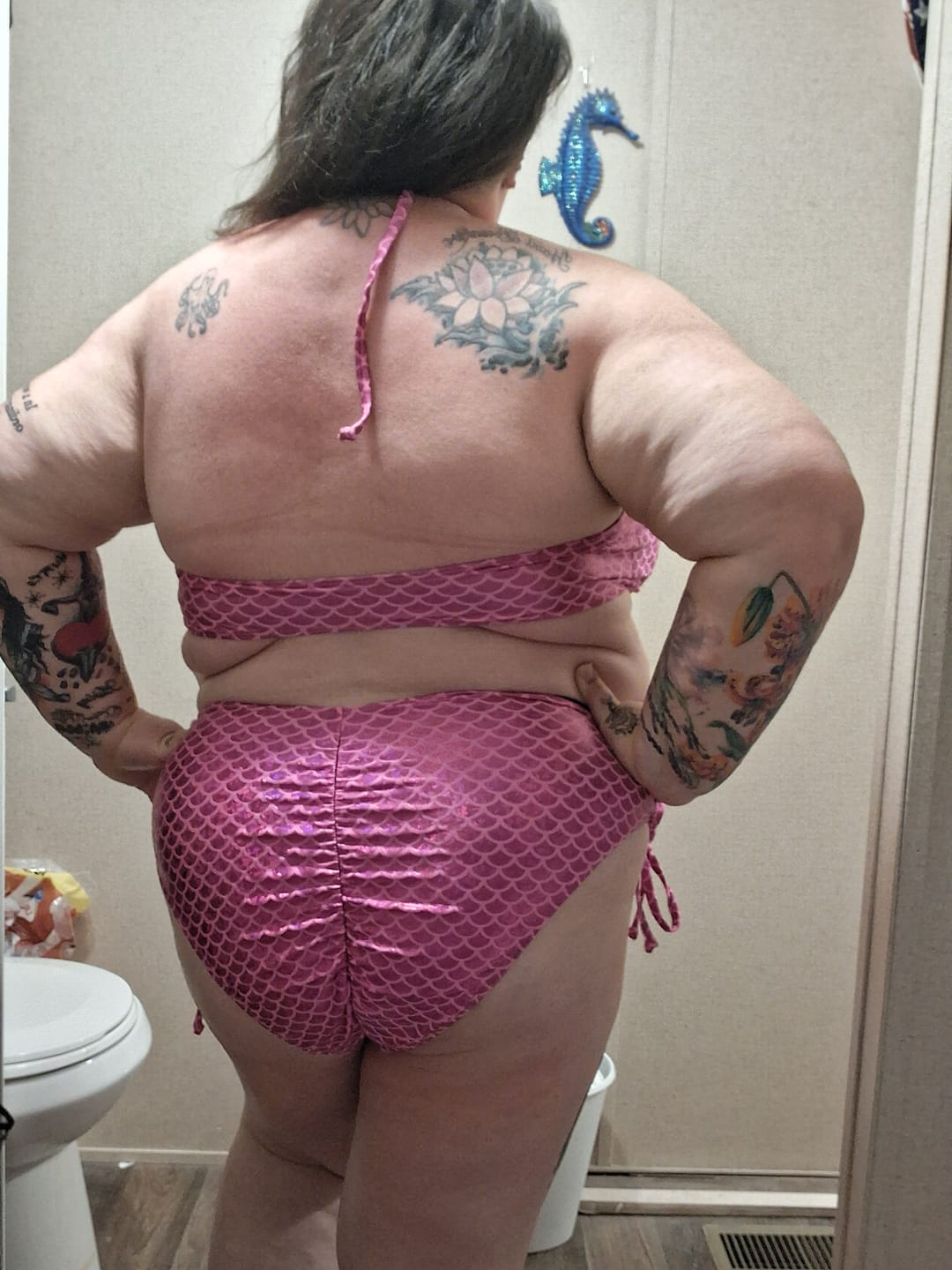 Customer photo review of Magenta Mermaid Side Tie Bikini Bottom final sale
