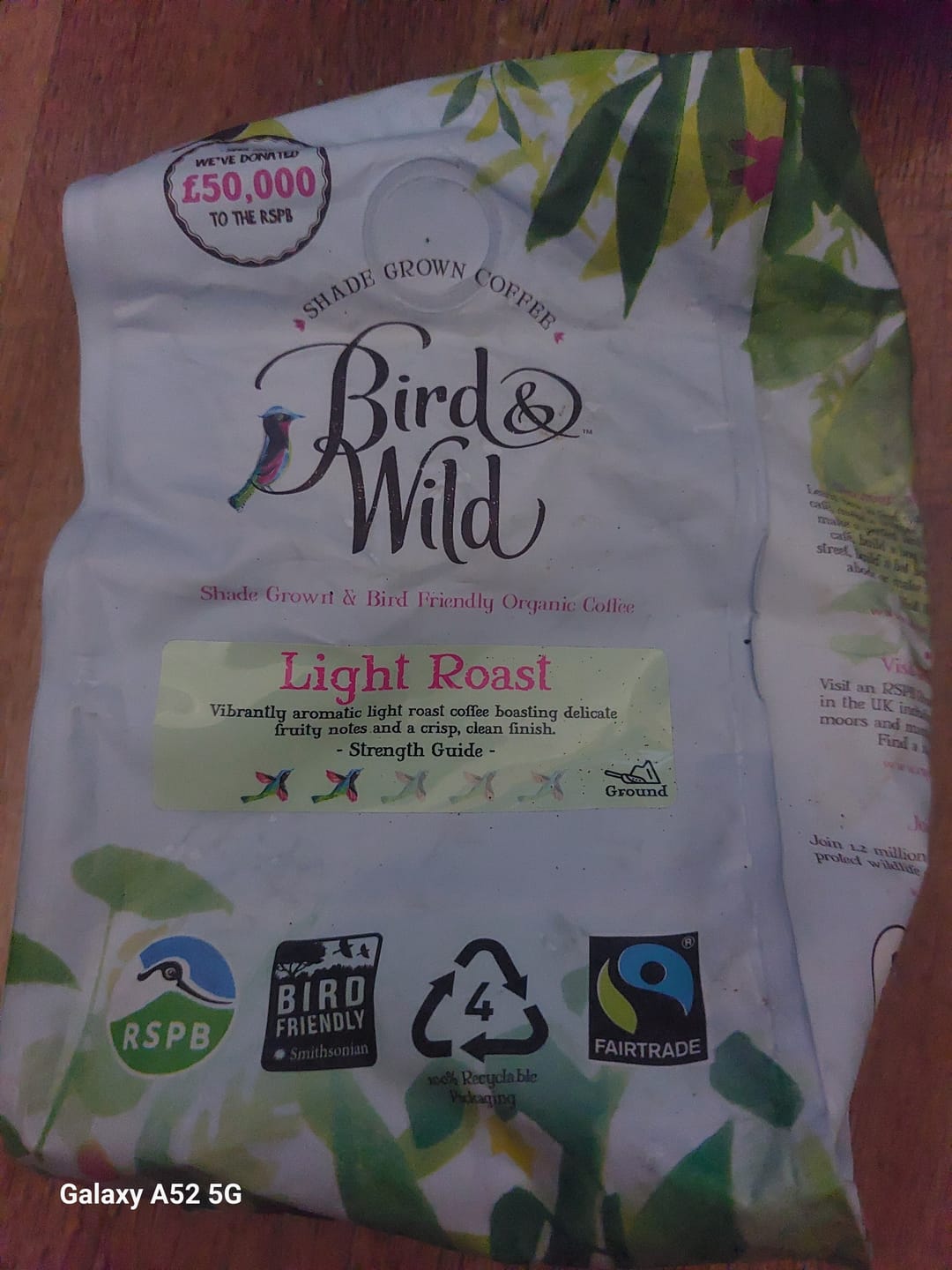 Customer photo review of Light Roast Fairtrade Organic Beans & Ground - 200g, 1kg