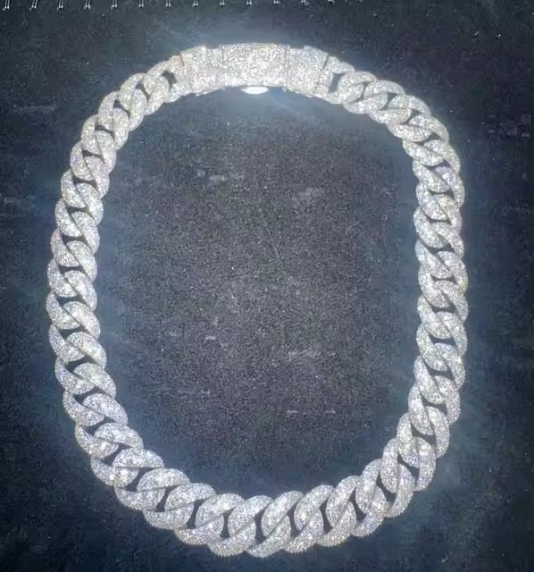 Customer photo review of 15mm Mosaic-Set Diamond Cuban Link Chain 14K Gold