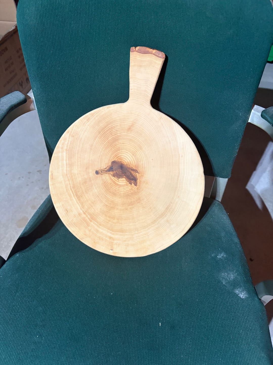 Customer photo review of 15.7x12" Small Round Charcuterie Board With Handle Acrylic Router Template