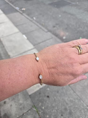 Customer photo review of Moonstone Teardrop Cuff Bangle Bracelet
