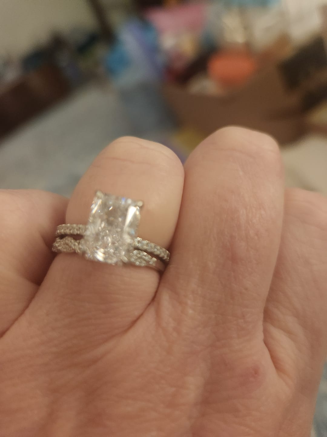 Customer photo review of S925 2.0Ct～7.0Ct Radiant Cut Engagement Ring Or Enhancer Wedding Set In Sterling Silver