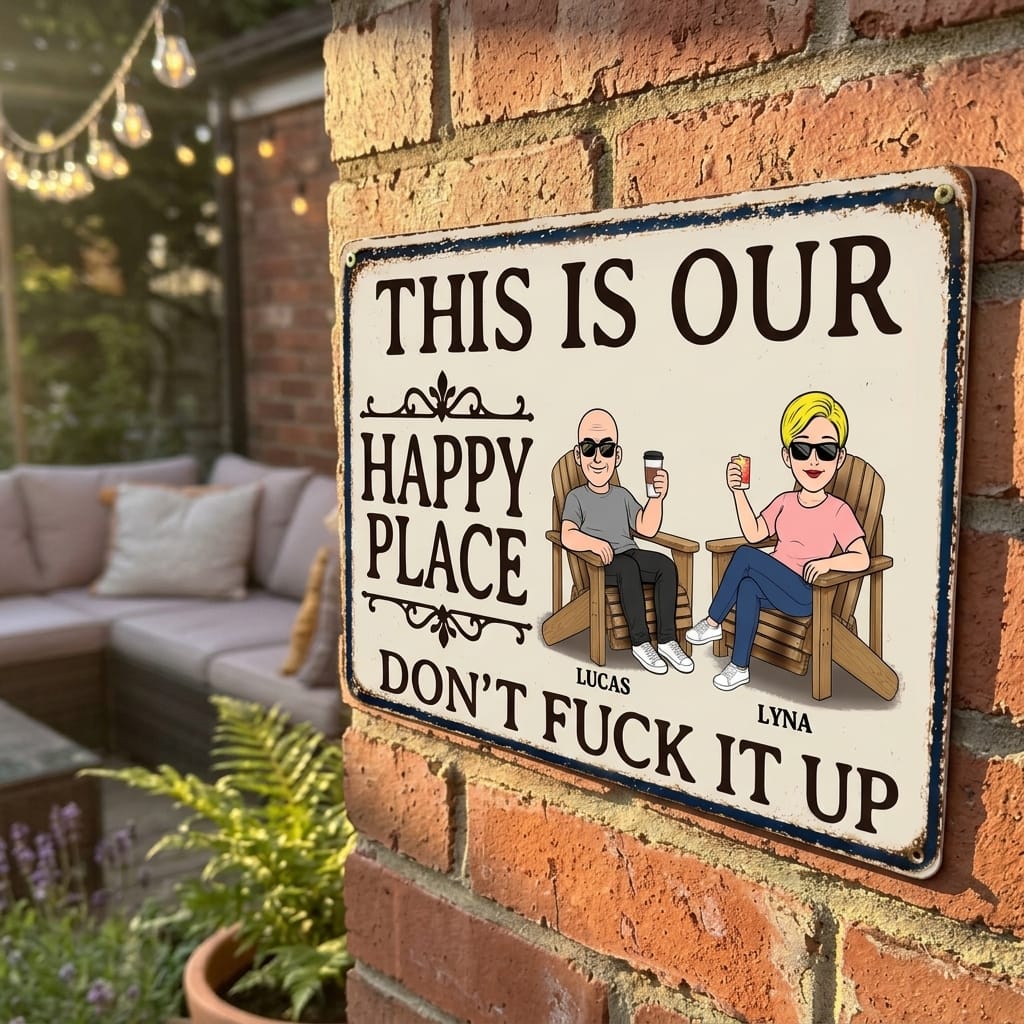 Customer photo review of This Is Our Happy Place - Personalized Horizontal Metal Sign