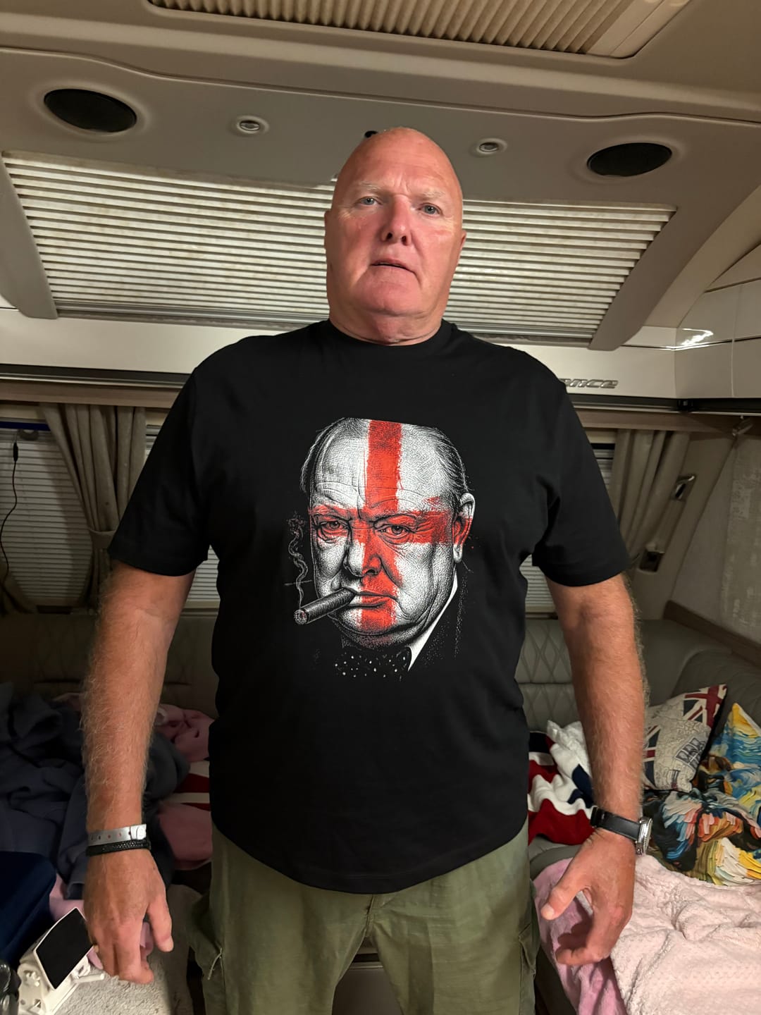 Customer photo review of CHURCHILL-ENGLAND-FACE-PAINT T-Shirt