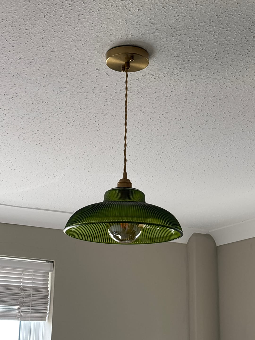 Customer photo review of Adjustable Modern Farmhouse Ribbed Glass Dome Pendant Light