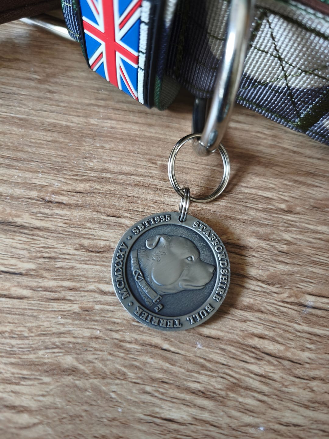 Customer photo review of Staffordshire Bull Terrier 1935® Nametag - Antique